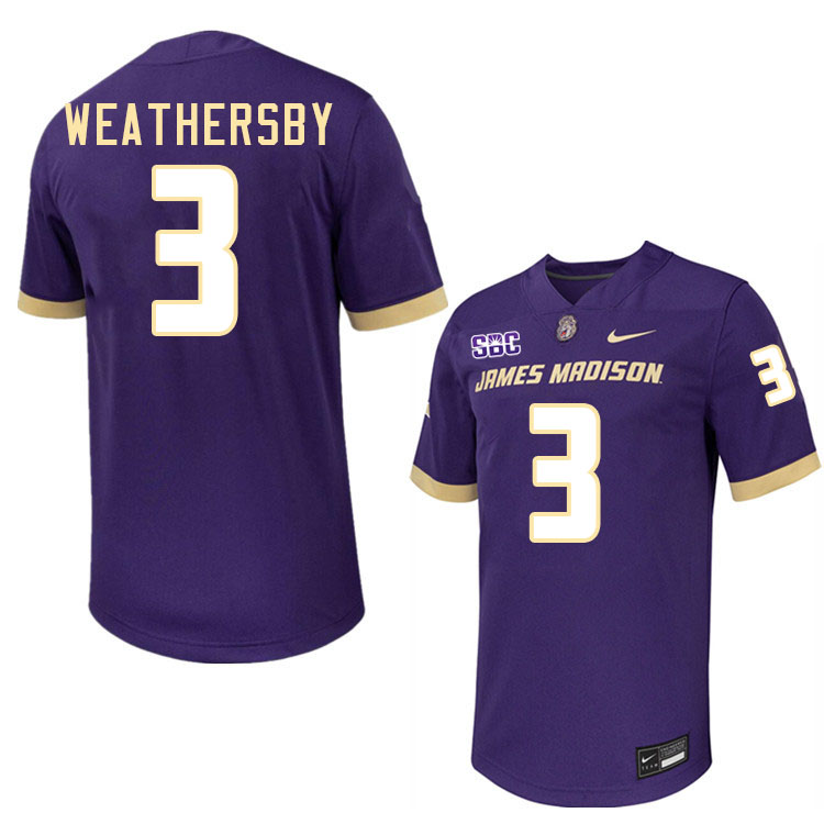 #3 Gannon Weathersby JMU Jersey,James Madison Dukes Football Jerseys Stitched-Purple #3 Gannon Weathersby JMU Jersey,James Madison Dukes Football Jerseys Stitched-Purple
